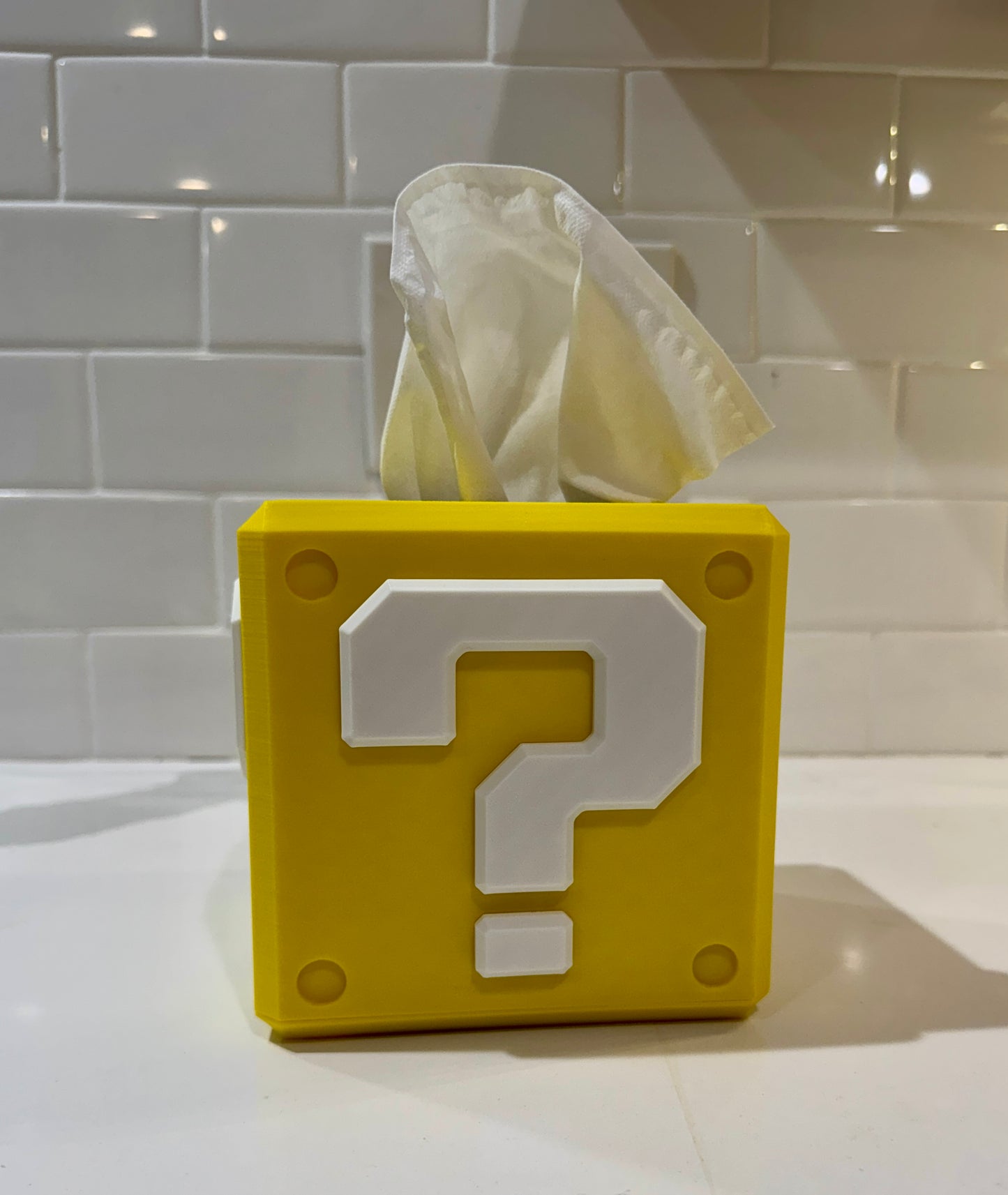 Tissue Box Cover, Square Mario Style Coin Block