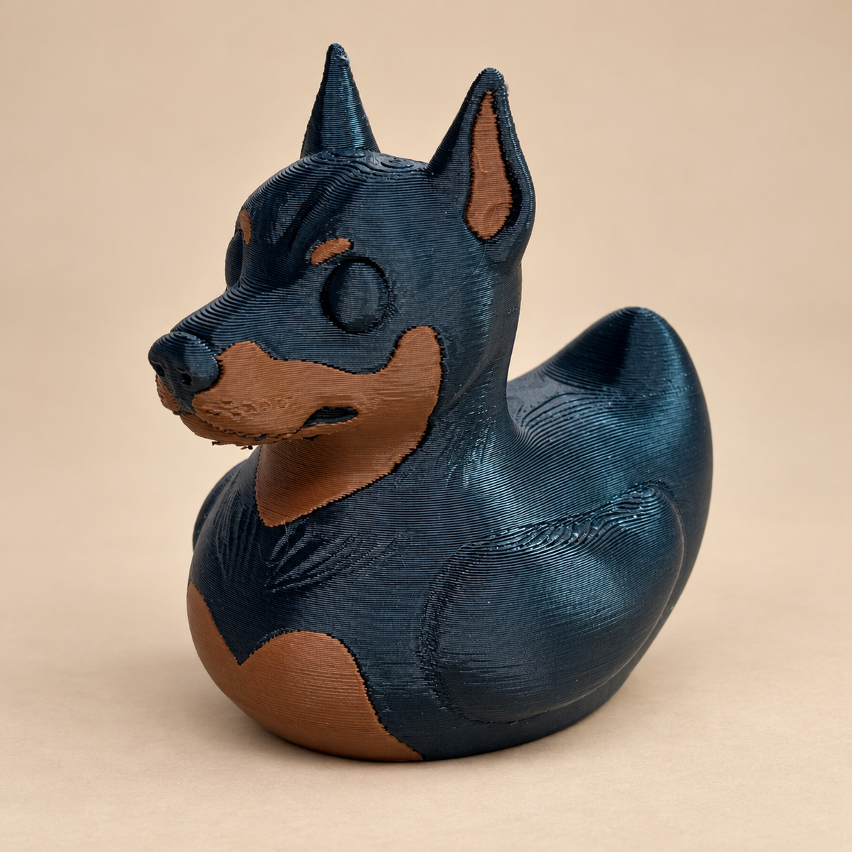 Doberman Dog Duck Figurine