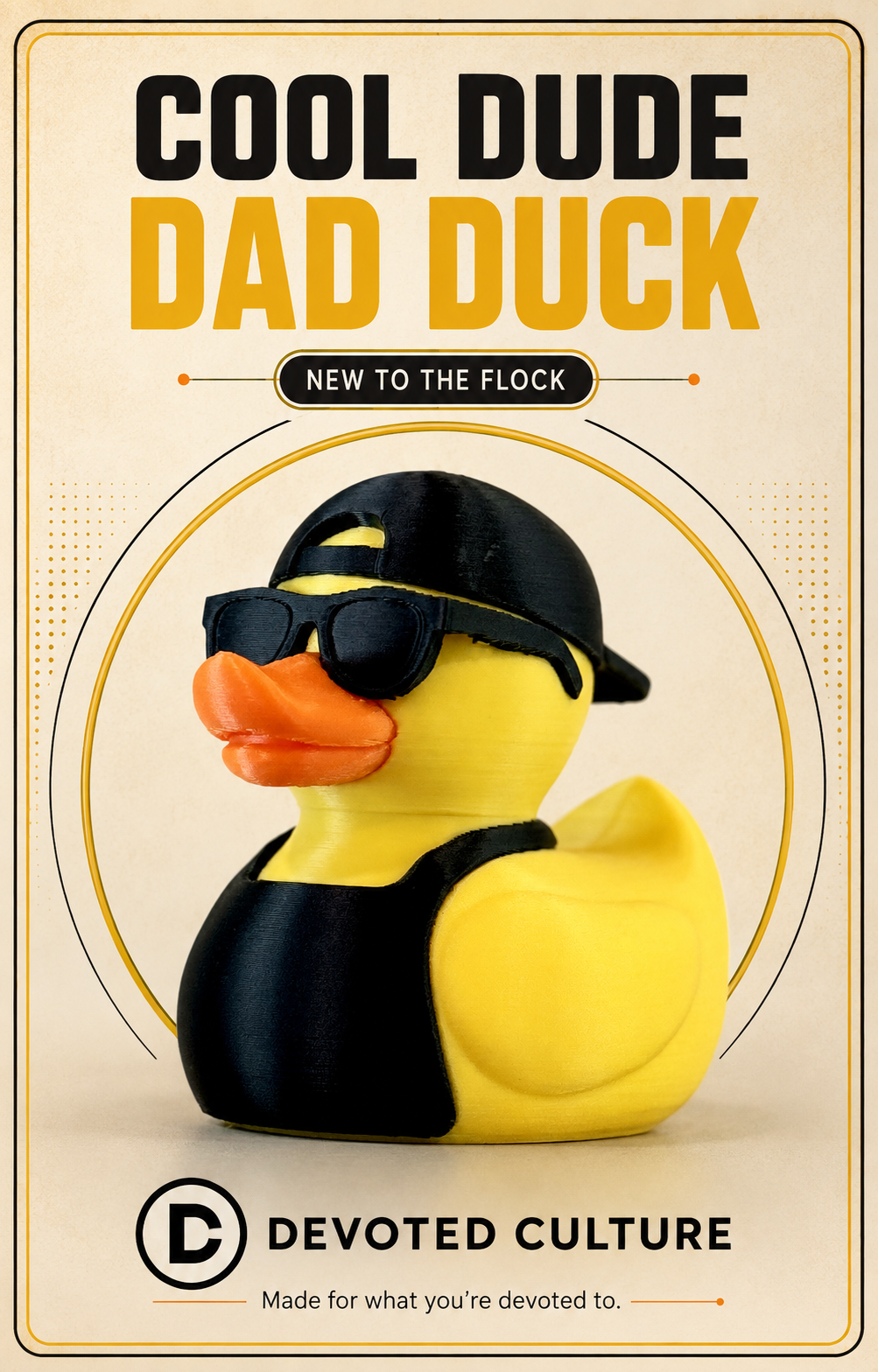 Cool Dad Dude Duck Figurine – 3D Printed 3" Collectible Duck