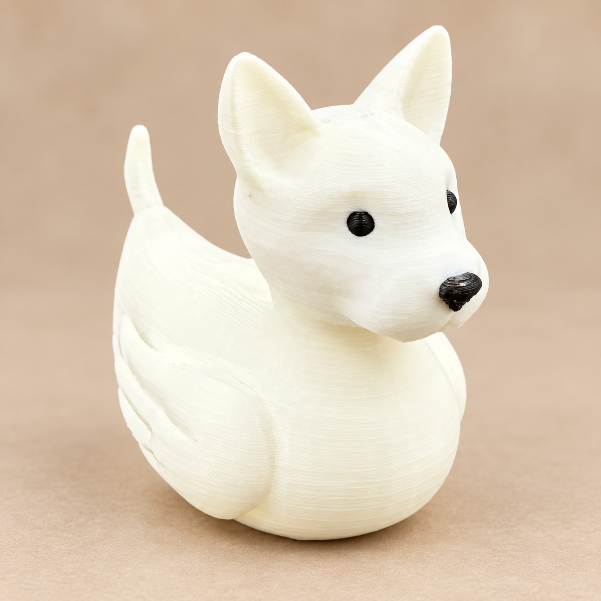 White Bull Terrier Duck Figurine