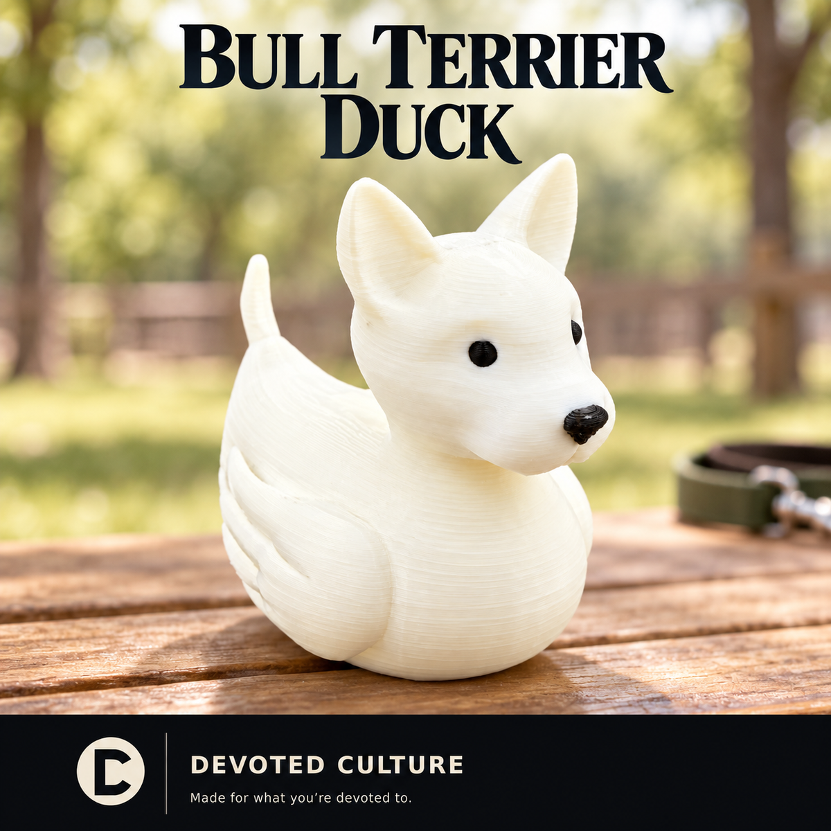 White Bull Terrier Duck Figurine