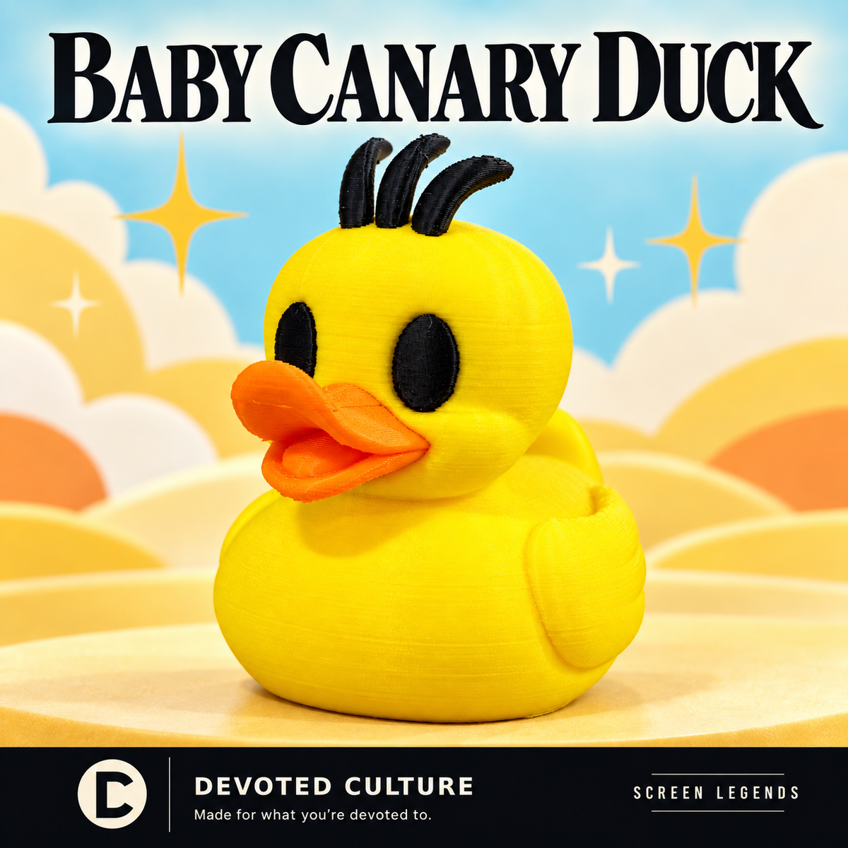 Baby Canary Duck Figurine – 3D Printed 3" Collectible Duck