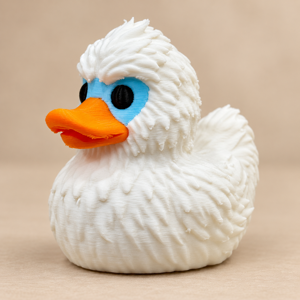 Wild Snow Monster Yeti Duck Figurine – 3D Printed 3" Collectible Duck