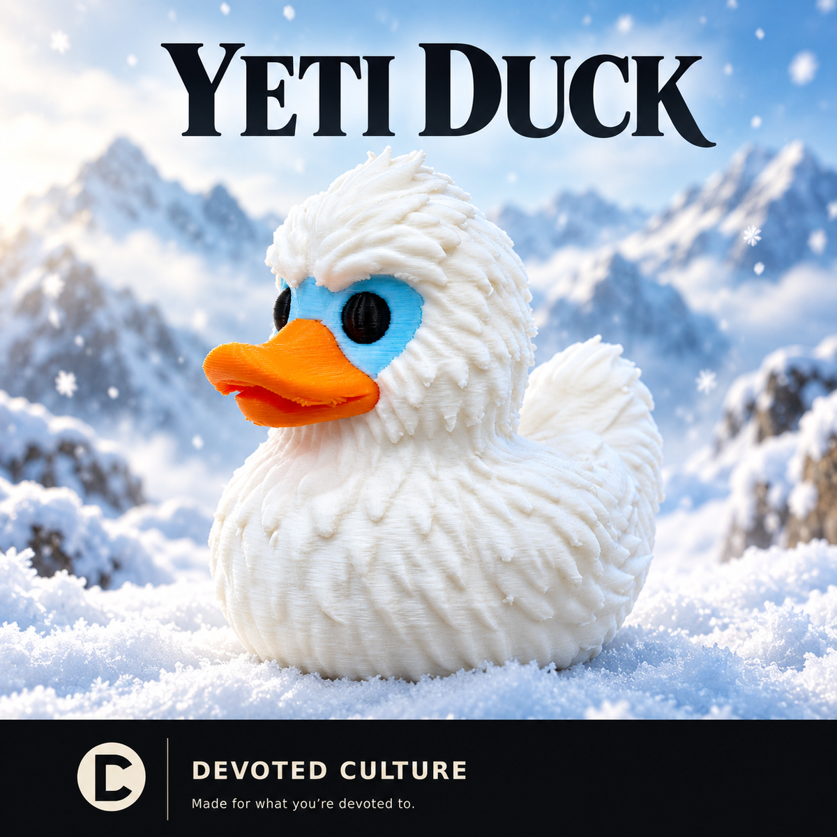 Wild Snow Monster Yeti Duck Figurine – 3D Printed 3" Collectible Duck