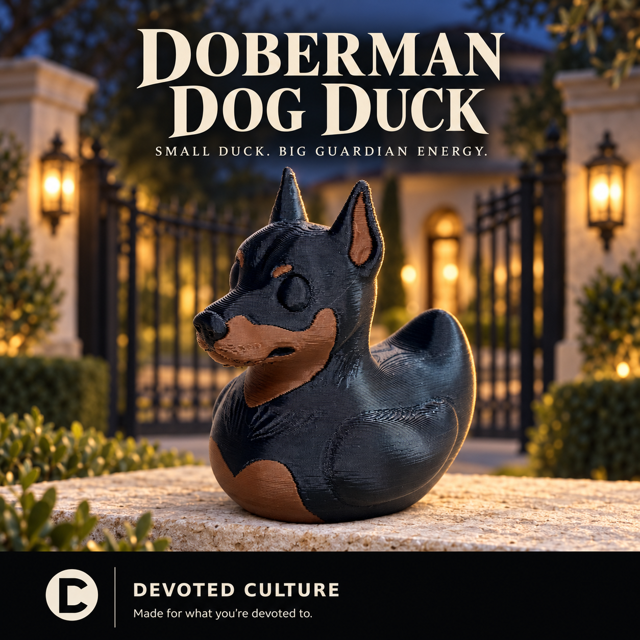 Doberman Duck 3D Printed Figurine