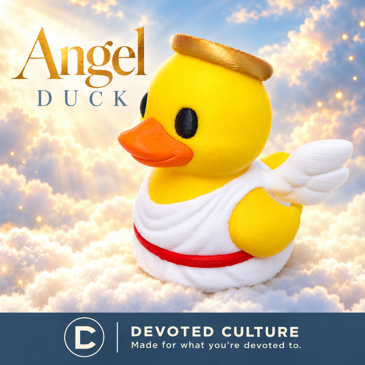 Angel Duck Figurine with Halo and Wings