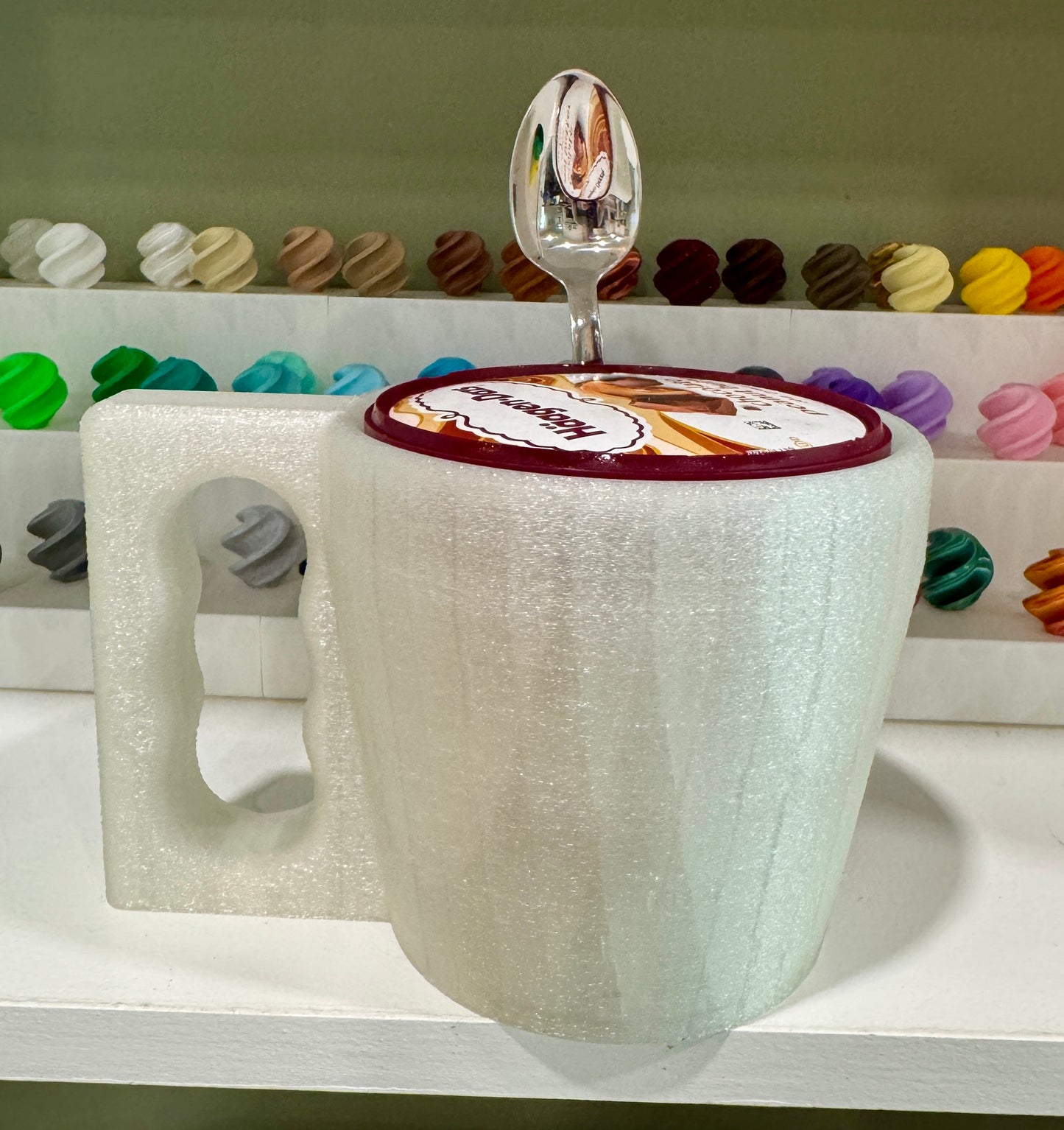 Ice Cream Pint Holder, Handle & Spoon Slot