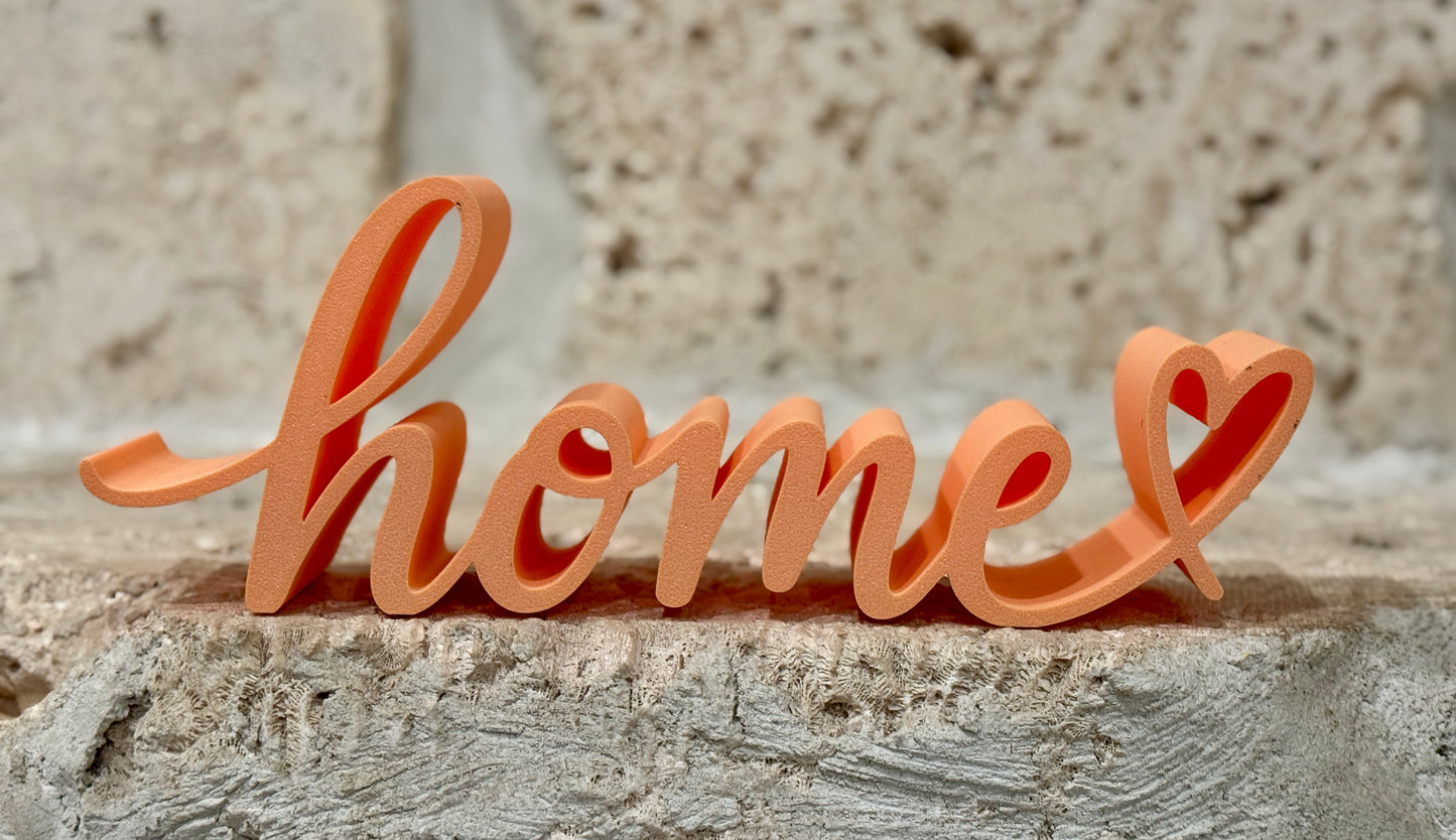 Freestanding Home Sign With Heart, 3D Printed Shelf Decor, Choose Your Color