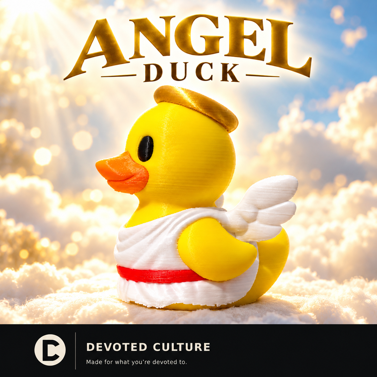 Angel Duck Figurine with Halo and Wings