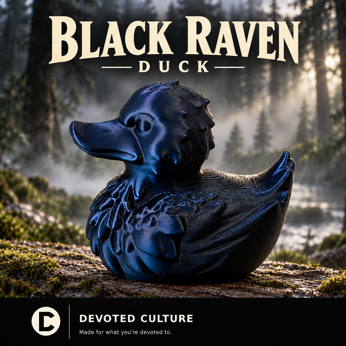 Black Raven Duck Figurine