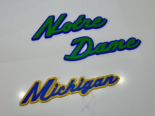 Custom 2-Tone Emblem Badge in Bronco Script Font - Any Text (30+ Colors)